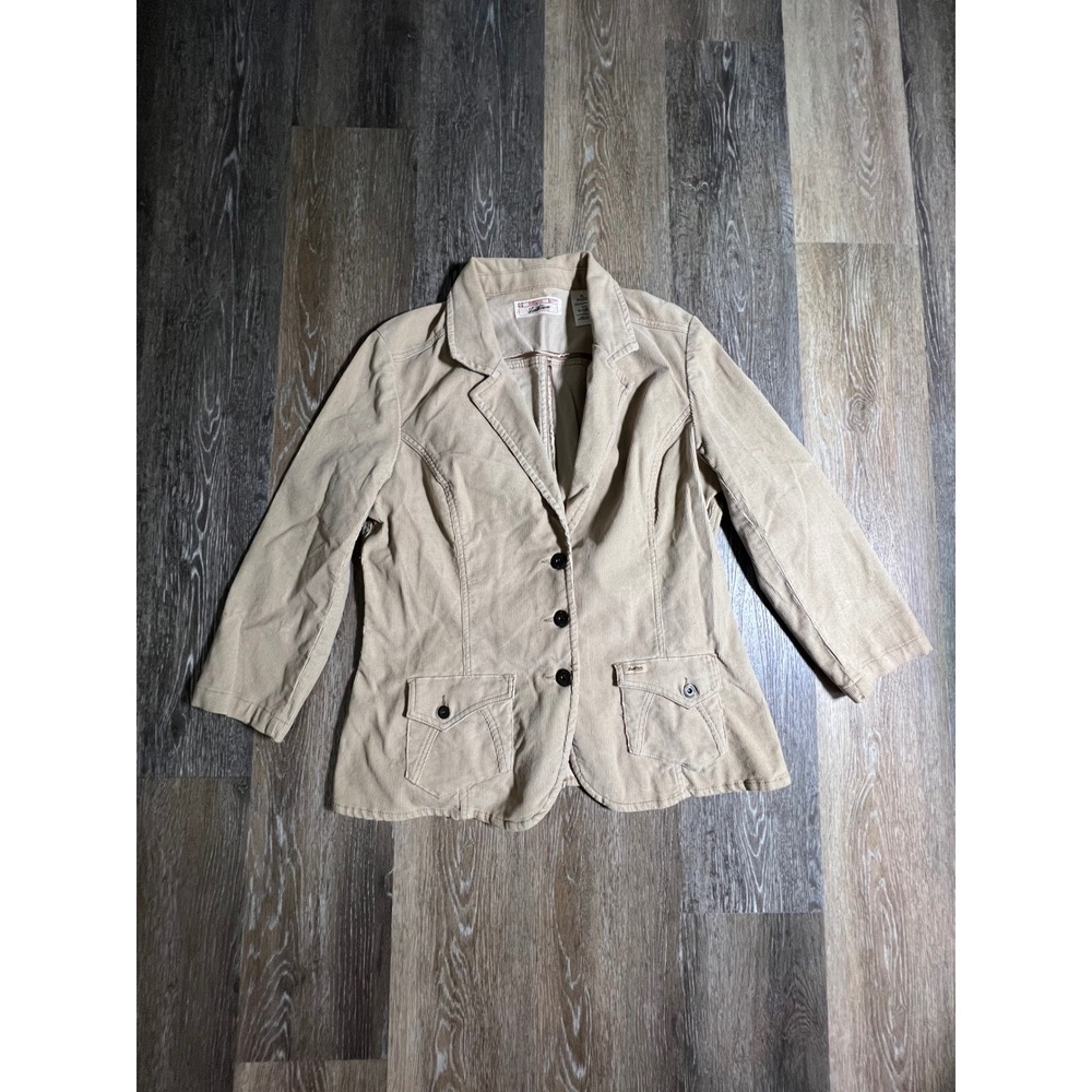 Levi Strauss Signature Blazer Womens XL Tan Excellent Corduroy 3/4 Sleeve Jacket